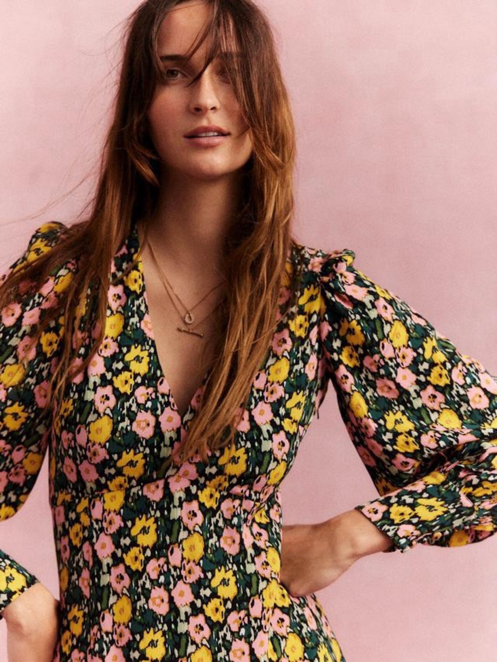 Boden 12 Floral Maxi Long Sleeve Tea Dress Boho Flowy Feminine Preppy V Neck - Picture 2 of 13